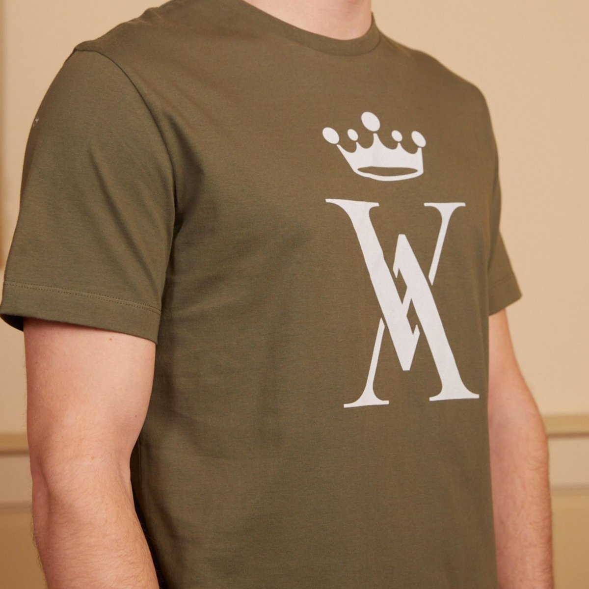 T-shirt TILLIAN col rond à logo 100% coton pima - Khaki - Vicomte A