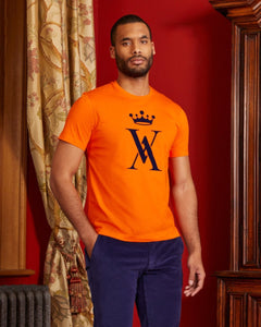 T-shirt TILLIAN col rond à logo 100% coton pima - Orange vif - Vicomte A