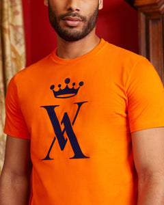 T-shirt TILLIAN col rond à logo 100% coton pima - Orange vif - Vicomte A