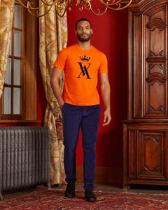 T-shirt TILLIAN col rond à logo 100% coton pima - Orange vif - Vicomte A