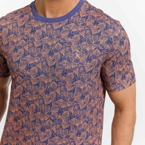 TOR Round Neck T-shirt 100% Cotton Seasonal Print - Blue - Vicomte A