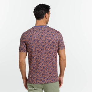TOR Round Neck T-shirt 100% Cotton Seasonal Print - Blue - Vicomte A