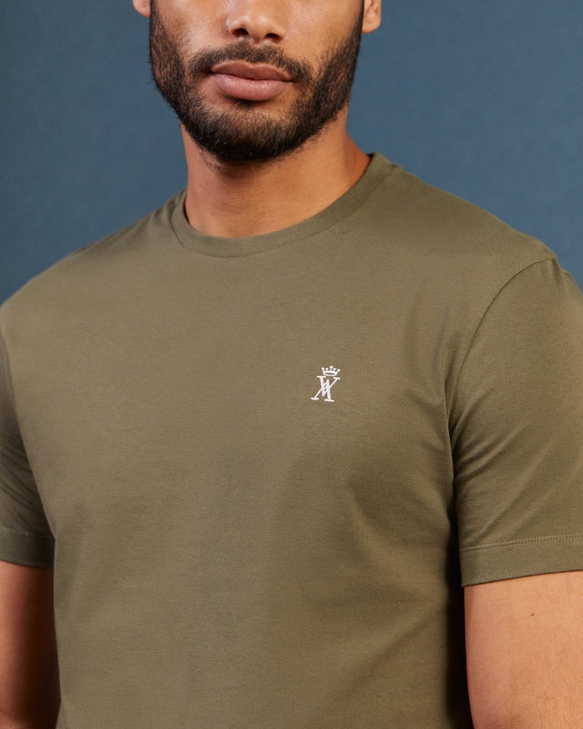 TRAVIS fitted round neck t-shirt 100% cotton - Khaki - Image alternative