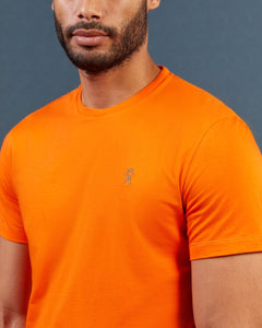 TRAVIS fitted round neck t-shirt 100% cotton - Orange - Vicomte A