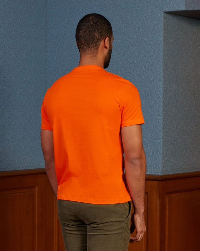 TRAVIS fitted round neck t-shirt 100% cotton - Orange - Image alternative