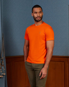 T-shirt TRAVIS ajusté col rond 100% coton - Orange - Vicomte A