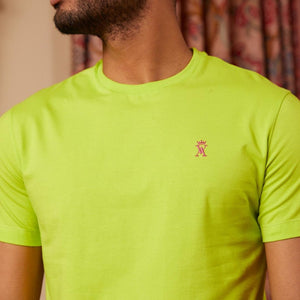 T-shirt TRAVIS ajusté col rond 100% coton - Vert - Vicomte A