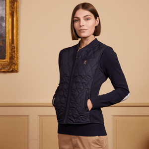 ONELIA bi-material quilted sleeveless jacket Plain - Blue - Vicomte A